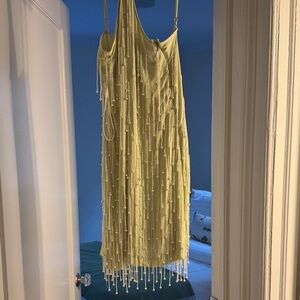 Cult Gaia Backless Yellow Fringe Dress